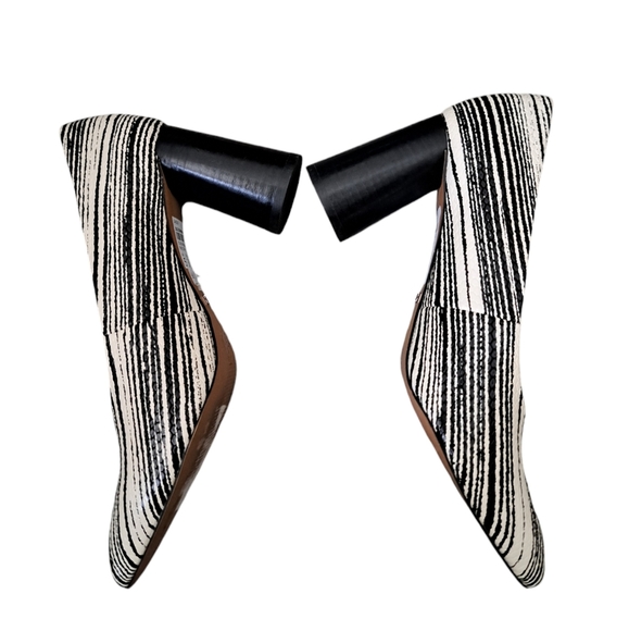 TOPSHOP "GINGER" cone heel leather cut out pumps shoes ivory black ladies 7.5 - Picture 3 of 13